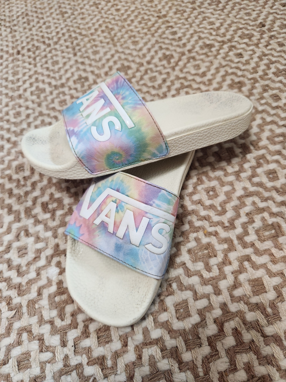 Vans Pastel Tie-Dye Slide Sandals in Multicolor and White